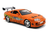 Jada Diecast Metal 1:24 Fast and Furious 1995 Toyota Supra Orange Brian OConner